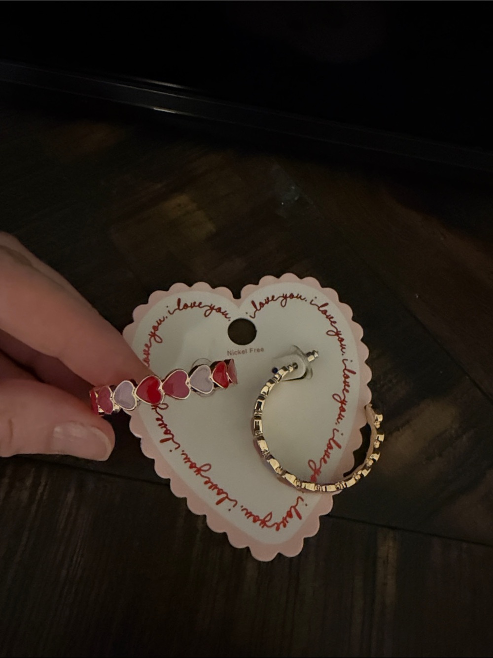 Target Gold Hoop and Red/Pink Heart Accent Earring Set